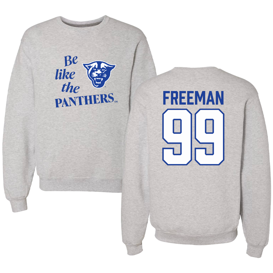 Georgia State University Baseball Light Gray Be Like Us Crewneck - #99 Kaleb Freeman