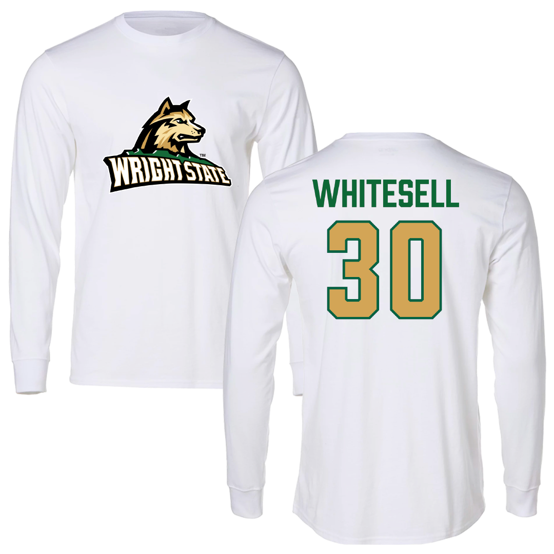 Wright State University Baseball White Long Sleeve - #30 Max Whitesell