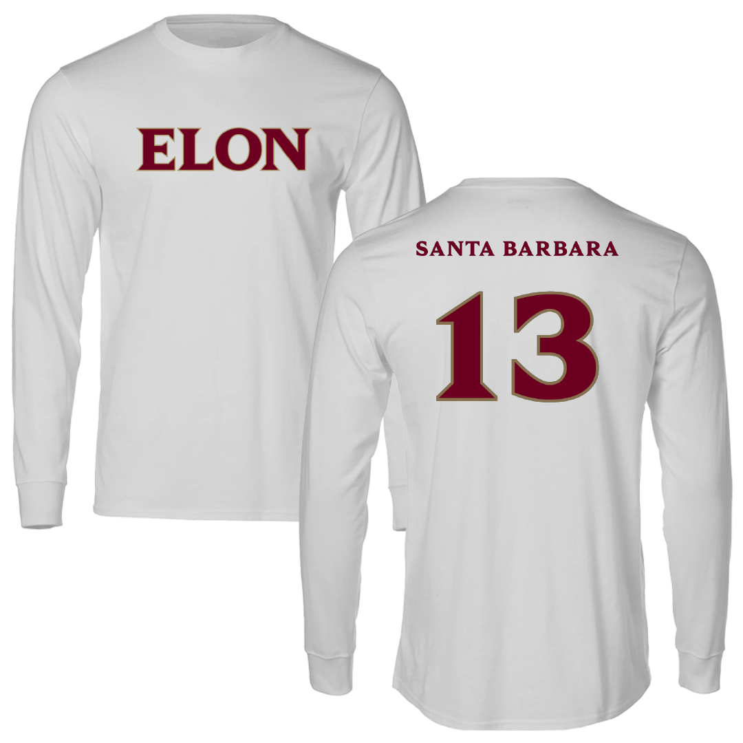 Elon University Lacrosse Light Gray Long Sleeve - #13 MJ Santa Barbara
