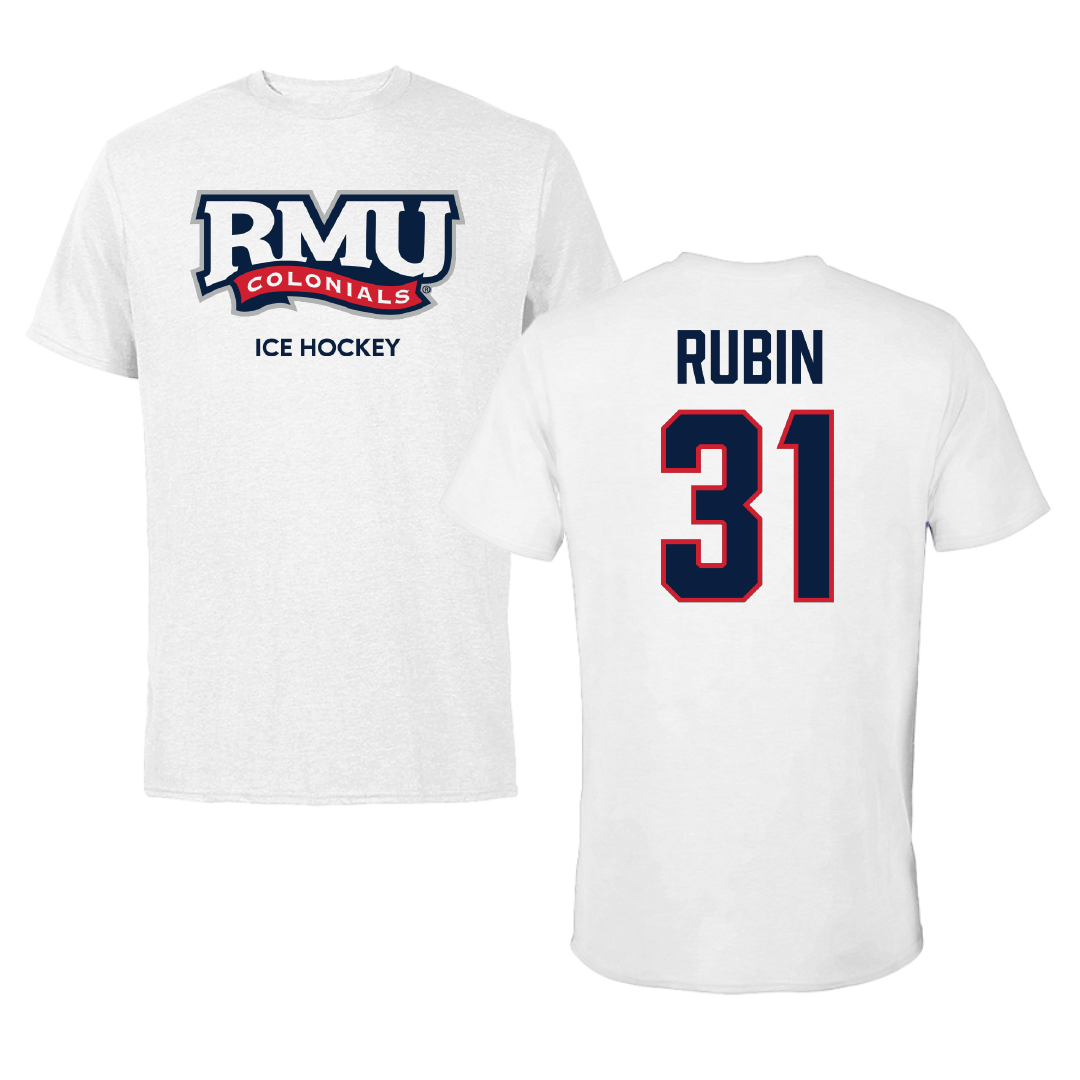 Robert Morris University Ice Hockey (W) White Performance Tee - #31 Liv Rubin