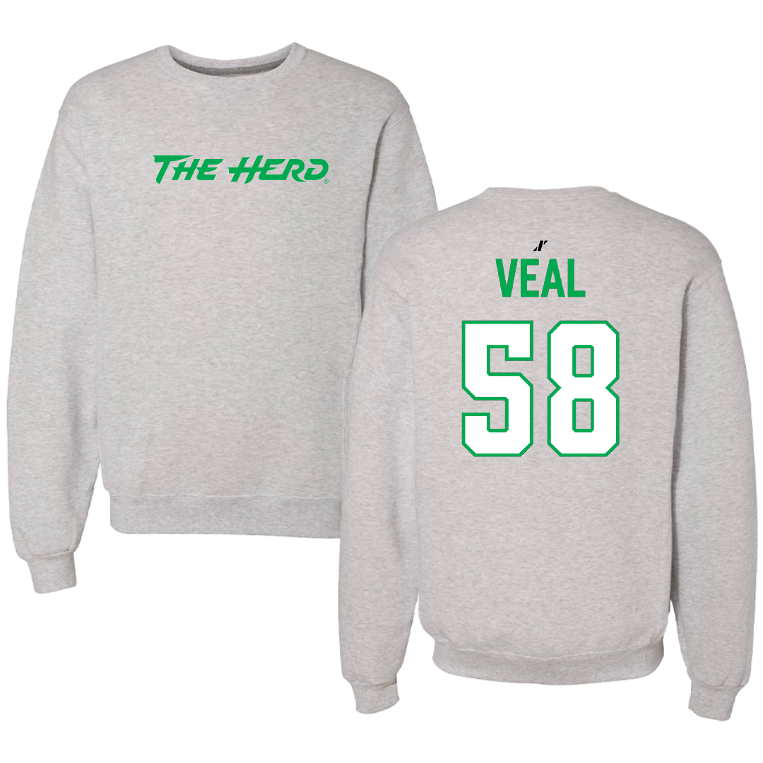 Marshall University Softball Light Gray Crewneck - #58 Maddie Veal