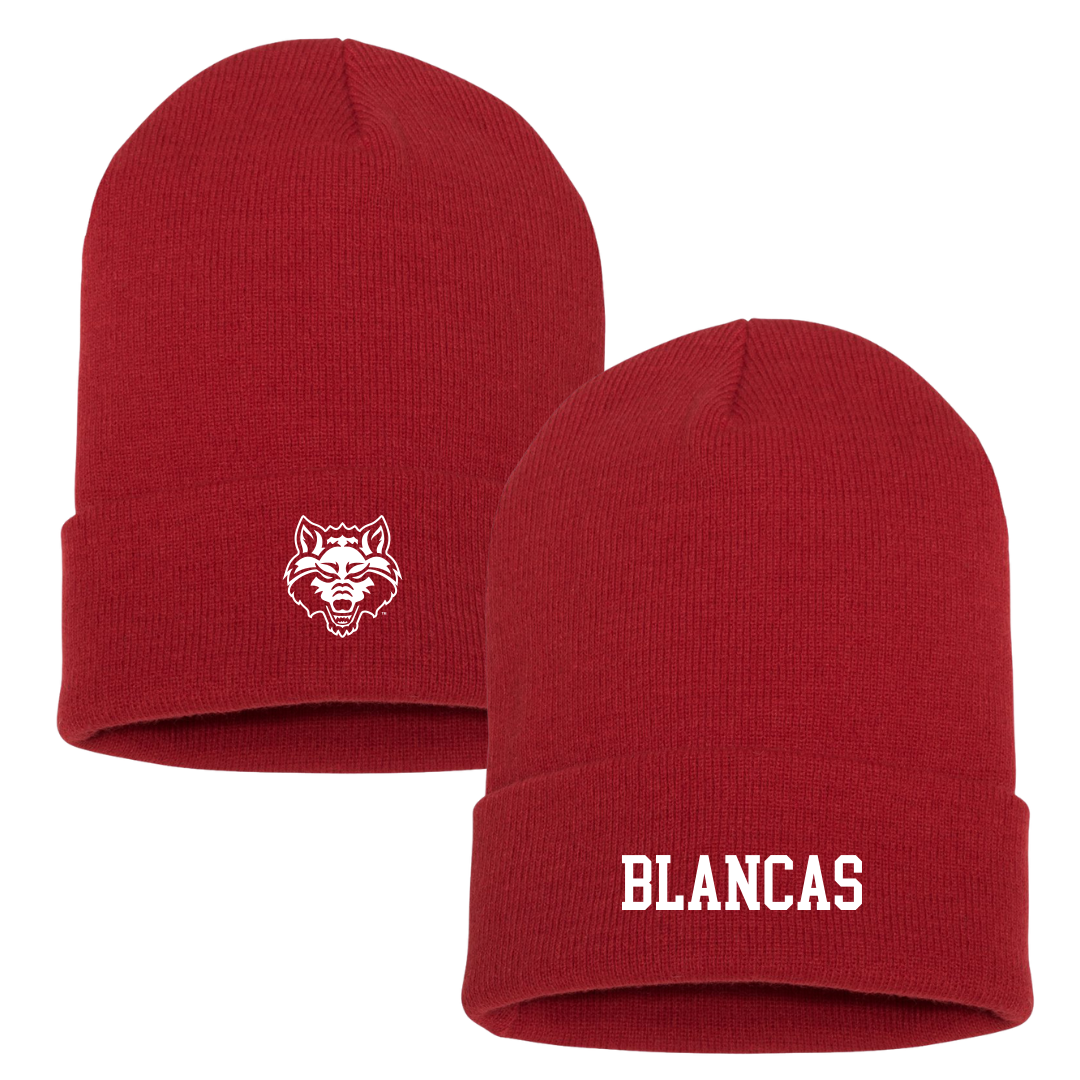 Arkansas State University Football Red Beanie - #4 Aaron Blancas