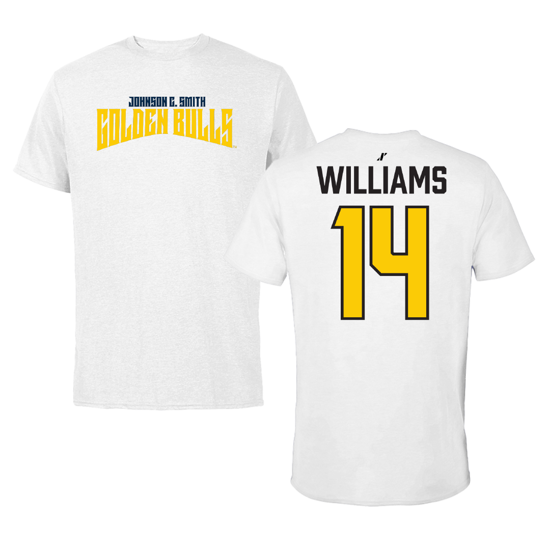 Johnson C. Smith University Softball White Classic Performance Tee - #14 Kaudia Williams