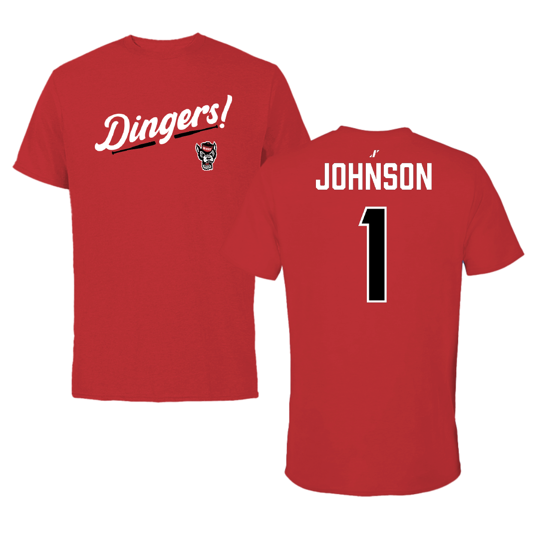 North Carolina State University Baseball Red Dingers Tee - #1 Rett Johnson