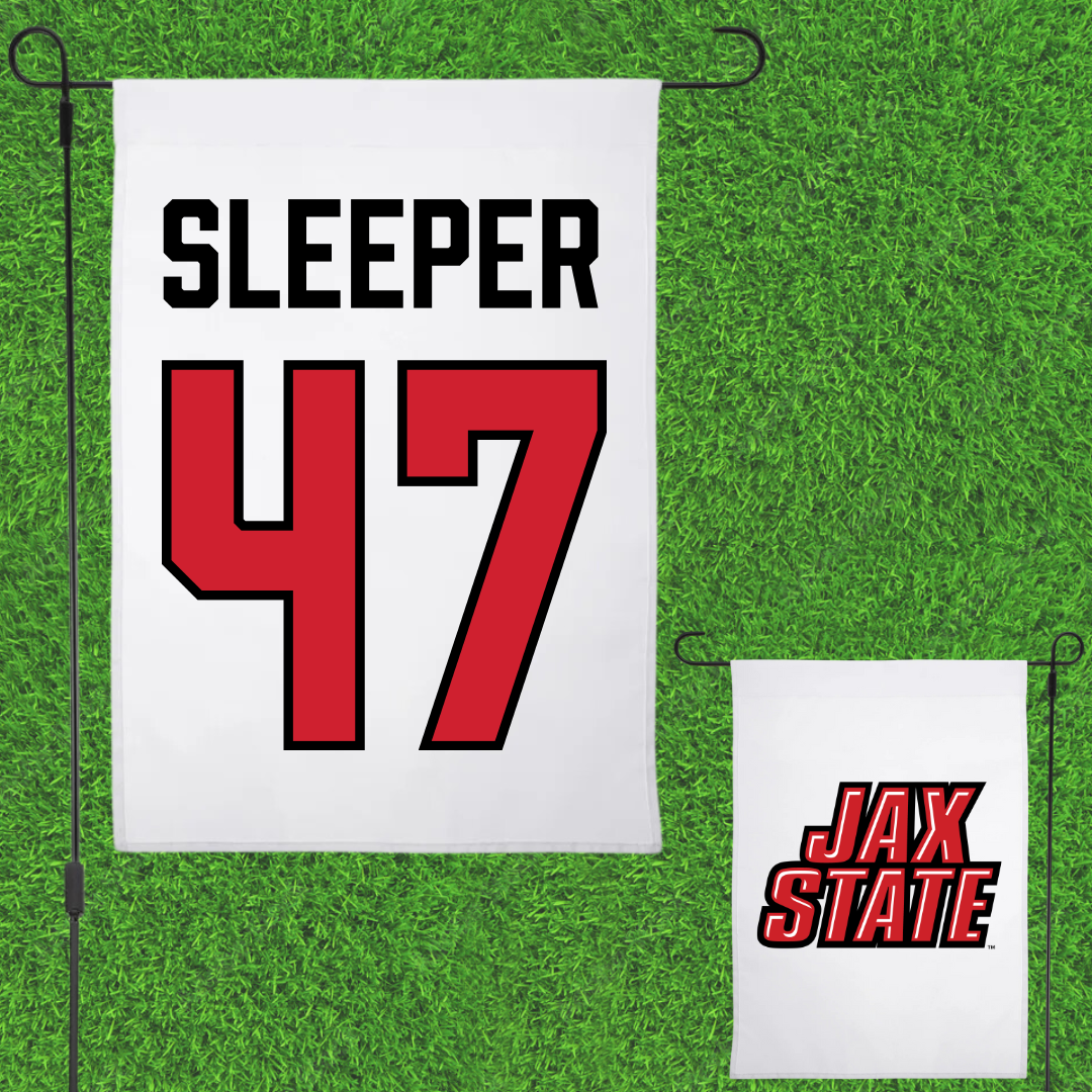 Jacksonville State University Baseball White Garden Flag - #47 Jackson Sleeper