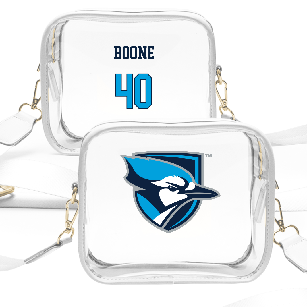 Elmhurst University Basketball (M) White Clear Stadium Bag - #40 Aidyn Boone