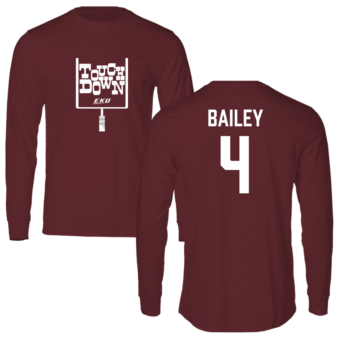 Eastern Kentucky University Football Maroon Touchdown Performance Long Sleeve - #4 Jeremiah Bailey