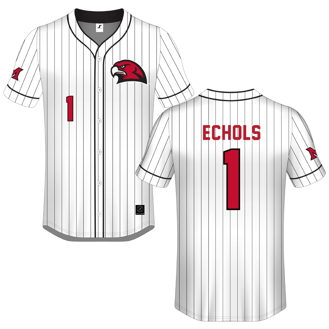 Miami University (Ohio) White Pinstripe Button-Down Jersey - #1 Taylor Echols