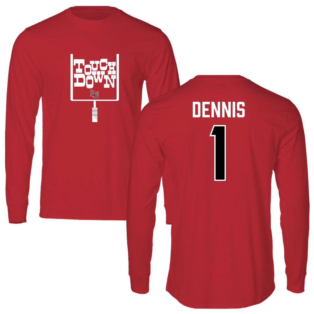 Lamar University Football Red Touchdown Performance Long Sleeve - #1 Andre Dennis