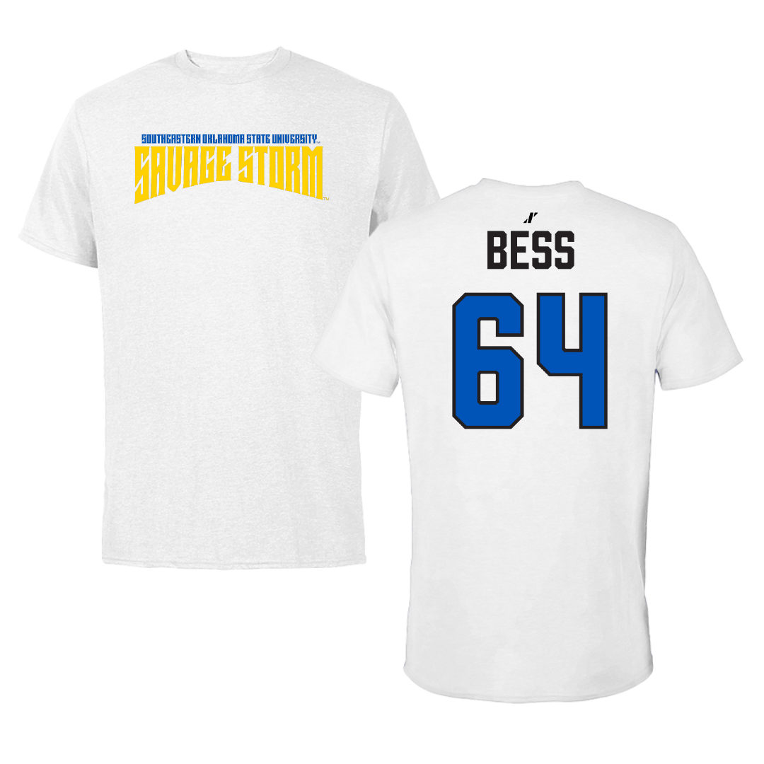 Southeastern Oklahoma State University Football White Classic Tee - #64 James Bess