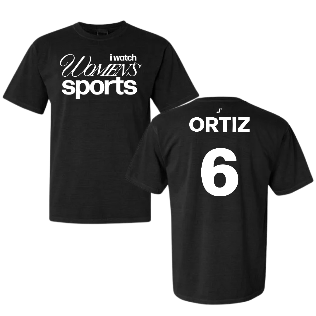 University of Louisiana at Lafayette Soccer Black WHM Comfort Colors Tee - #6 Lucy Ortiz