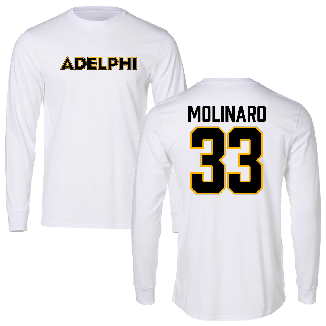 Adelphi University Baseball White Long Sleeve - #33 Bobby Molinaro