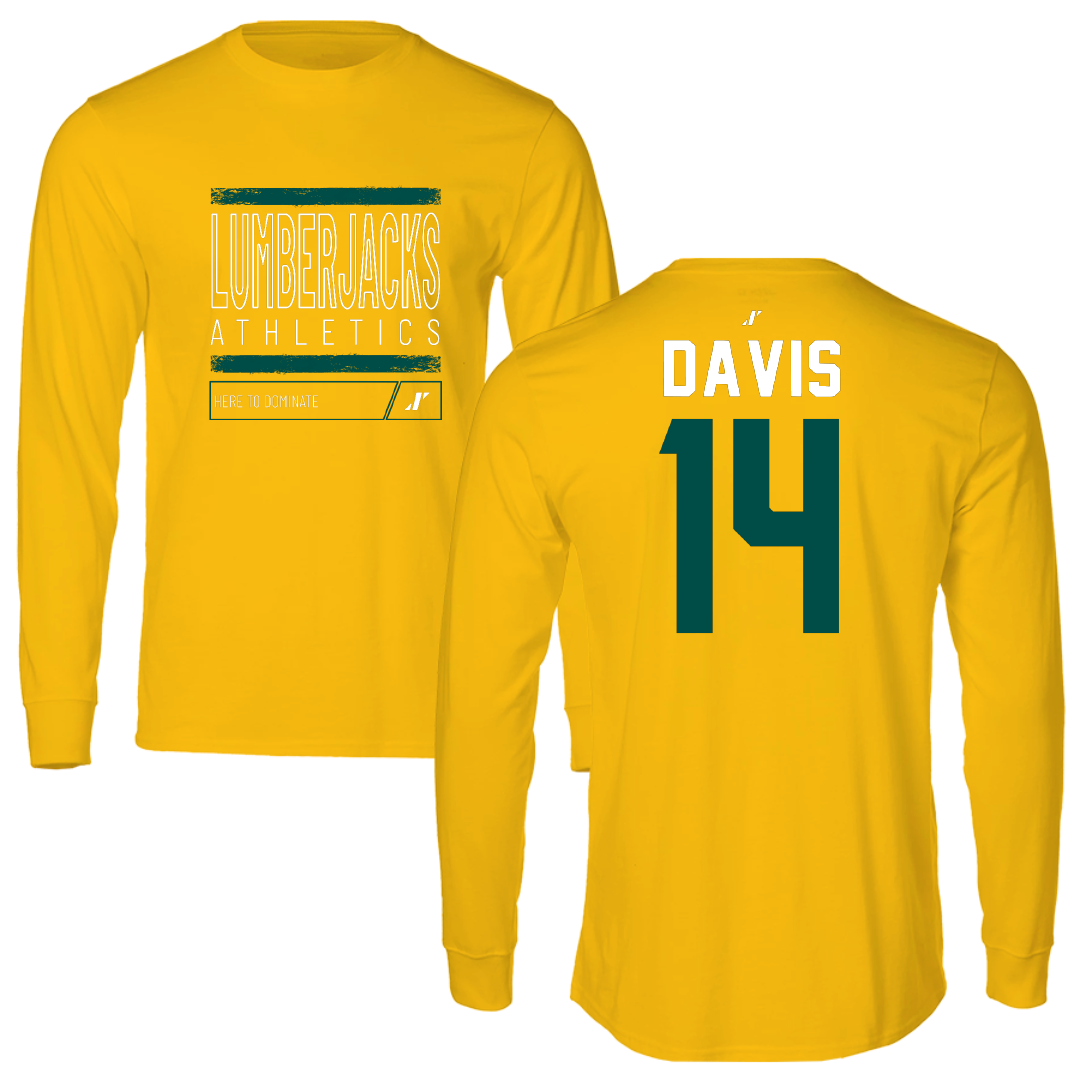 Cal Poly Humboldt Soccer Gold Dominate Performance Long Sleeve - #14 Maya Davis