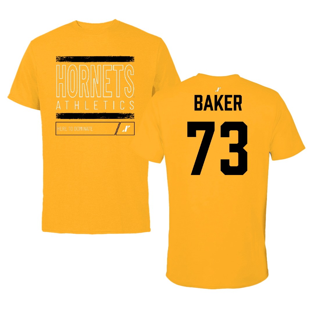 Alabama State University Football Gold Dominate Tee - #73 Elijah Baker