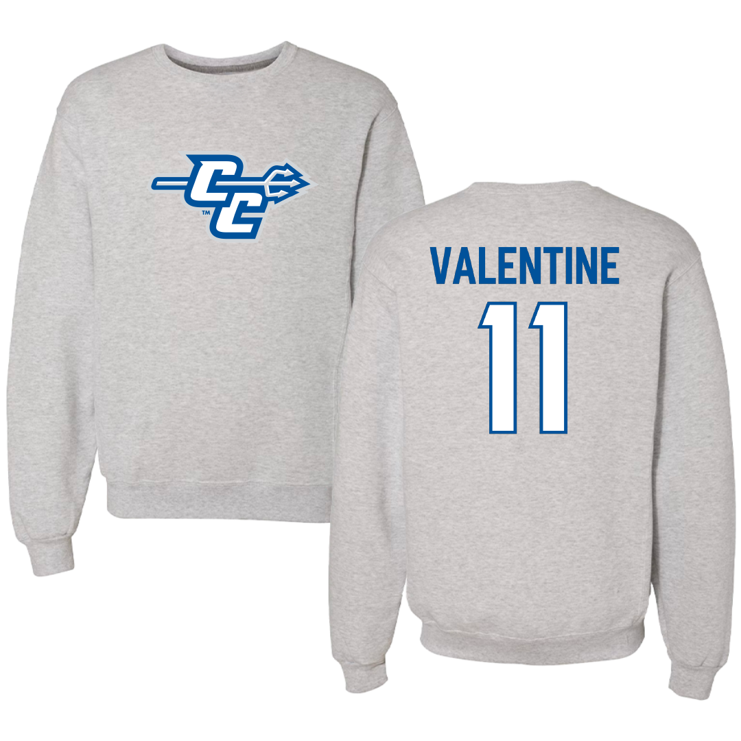 Central Connecticut State University Baseball Light Gray Crewneck - #11 Donte Valentine