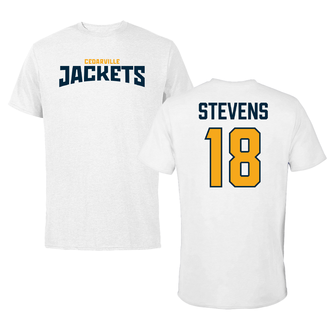 Cedarville University Baseball White Classic Performance Tee - #18 DaVonn Stevens