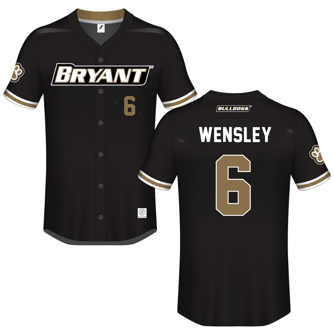 Bryant University Black Button-Down Jersey - #6 Casey Wensley