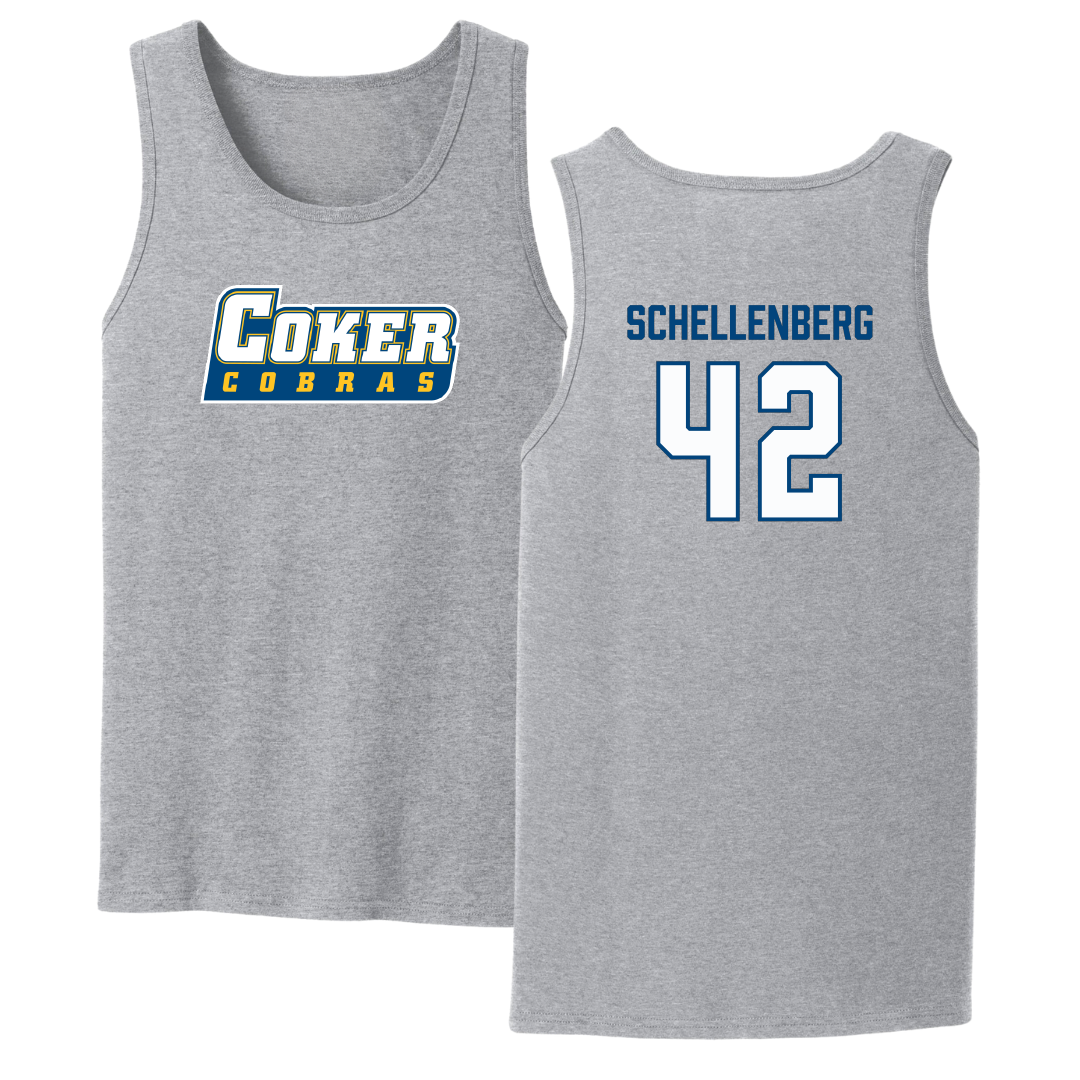 Coker University Lacrosse (M) Sport Gray Tank Top - #42 Jack Schellenberg