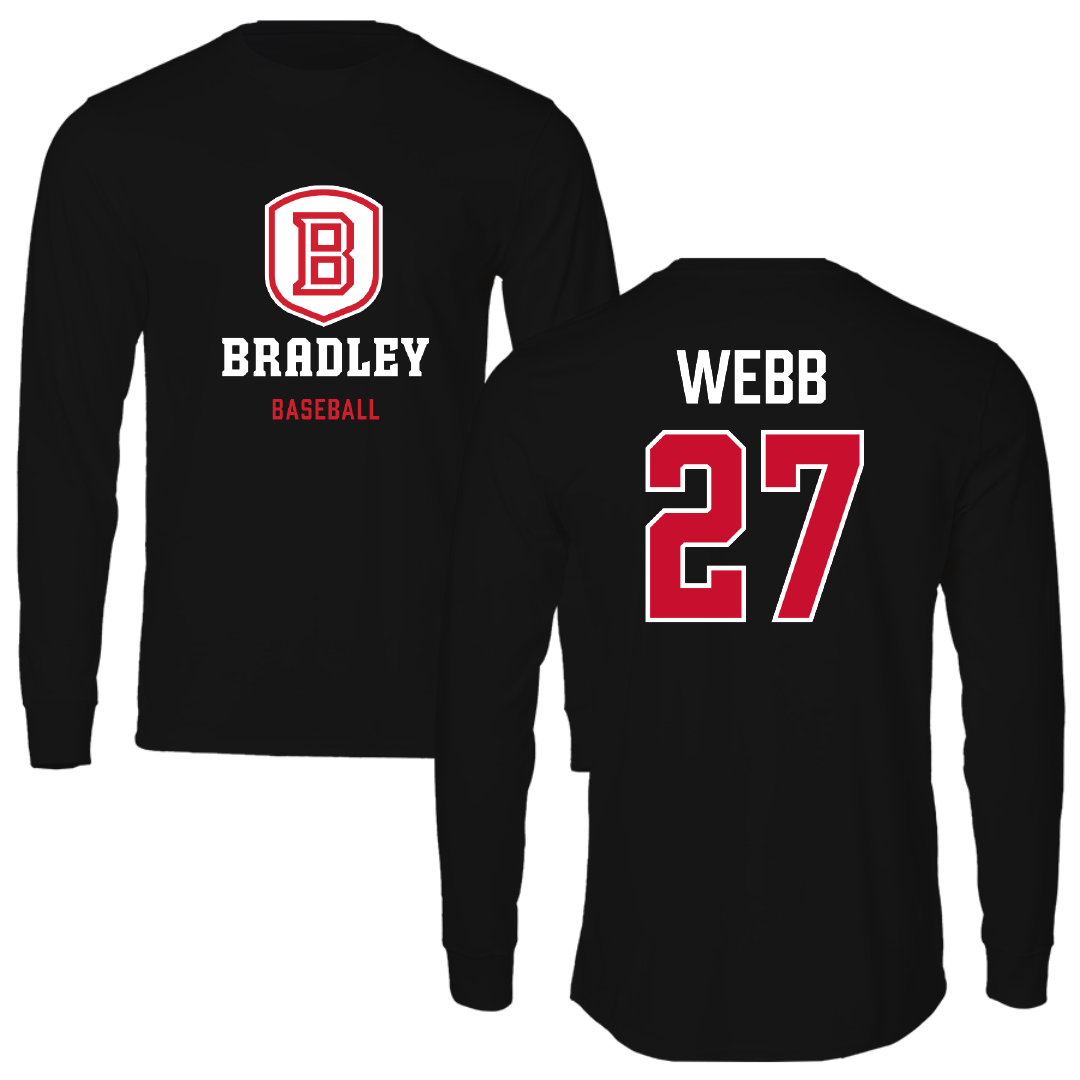 Bradley University Baseball Black Block Long Sleeve - #27 Davis Webb