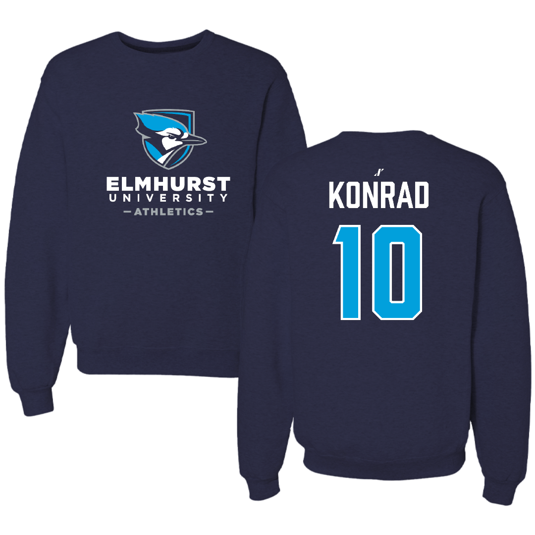 Elmhurst University Baseball Navy Crewneck - #10 Zach Konrad