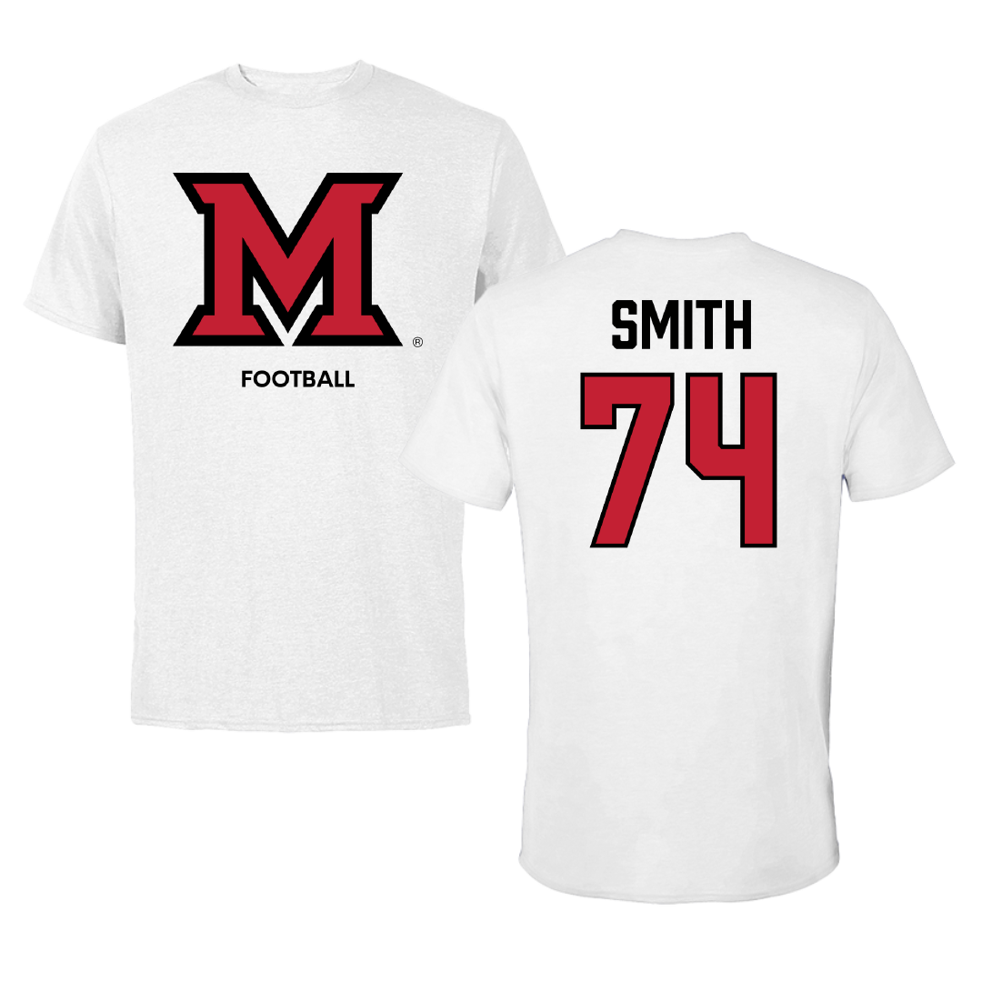 Miami University (Ohio) Football White Tee - #74 Gregory Smith