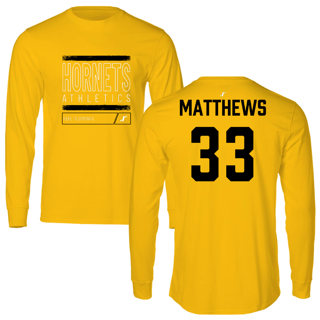 Alabama State University Baseball Gold Dominate Performance Long Sleeve - #33 Camden Matthews