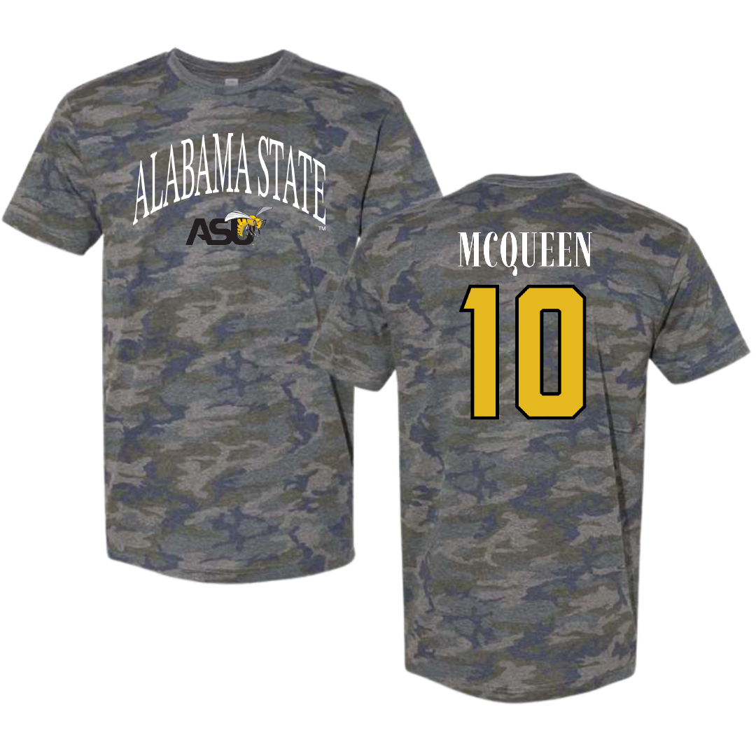 Alabama State University Volleyball (W) Vintage Camo Tee - #10 Madisynne McQueen