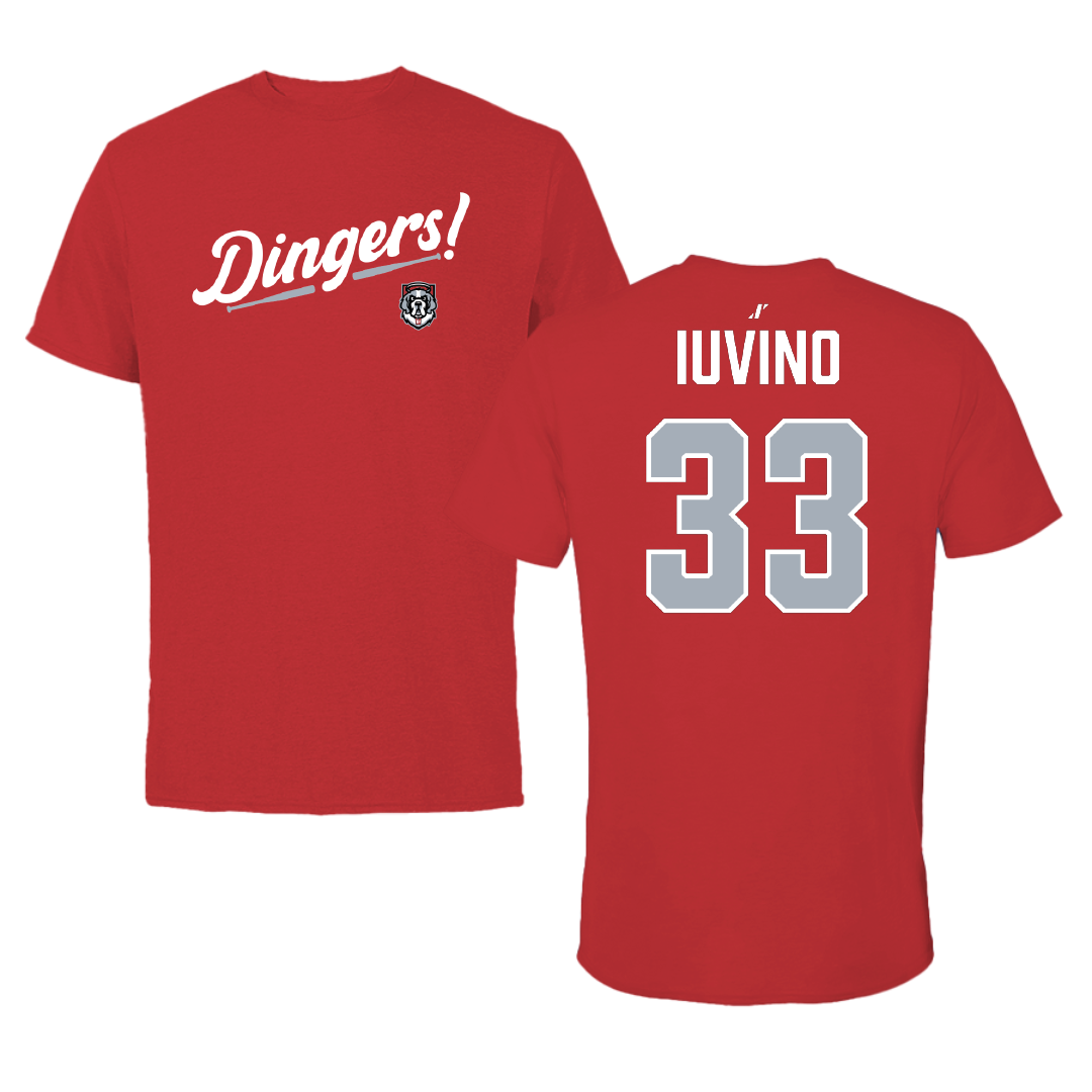 D'Youville University Baseball Red Dingers Tee - #33 Sam Iuvino