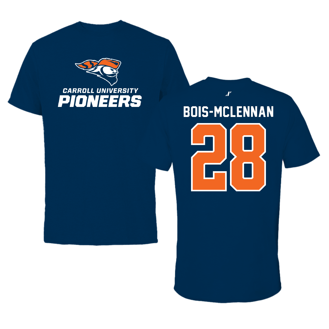 Carroll University Football Navy Performance Tee - #28 Konnor Bois-mclennan