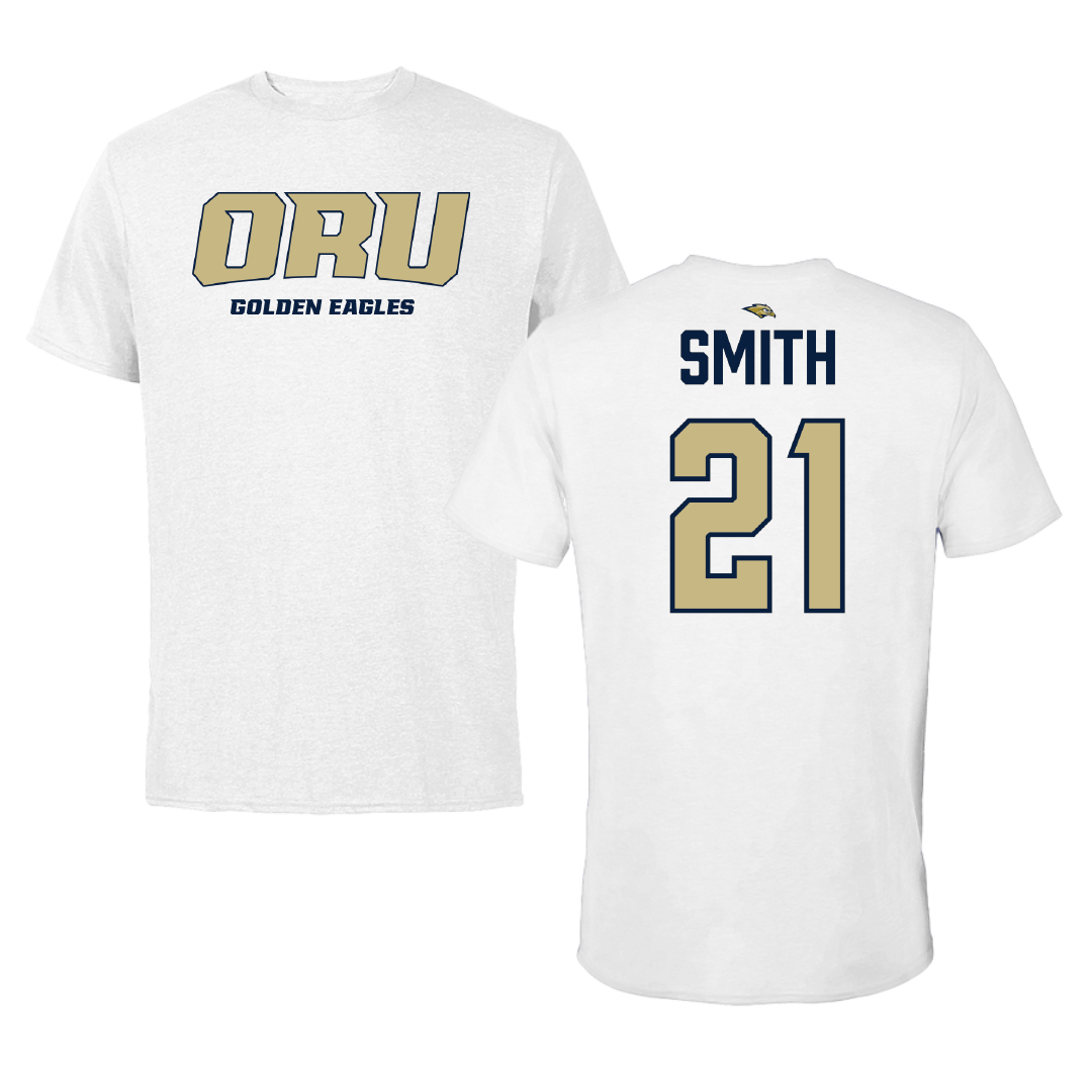 Oral Roberts University Soccer White Performance Tee - #21 Daniel Smith