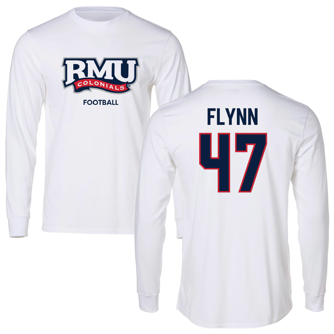 Robert Morris University Football White Mascot Long Sleeve - #47 Mack Flynn