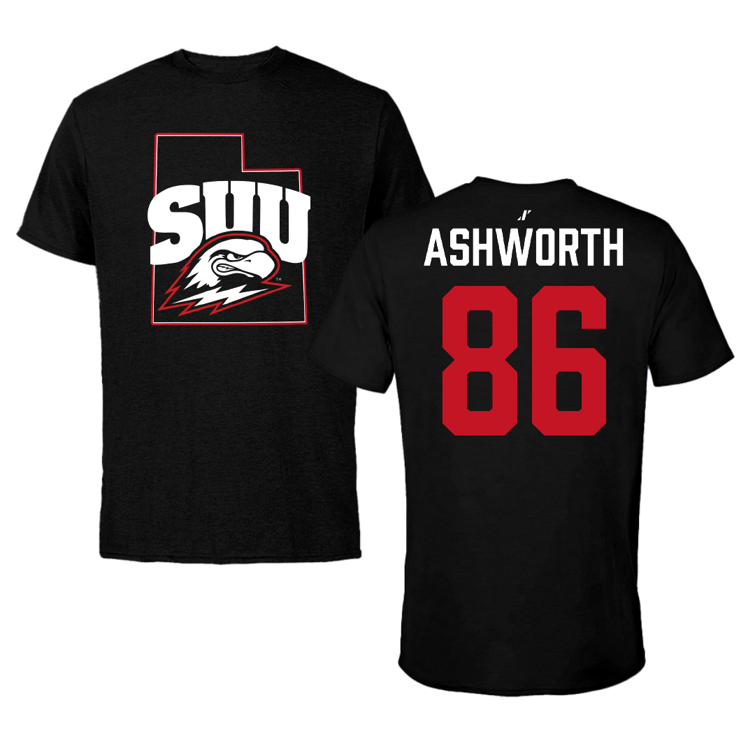 Southern Utah University Football Black State Performance Tee - #86 Gabe Ashworth