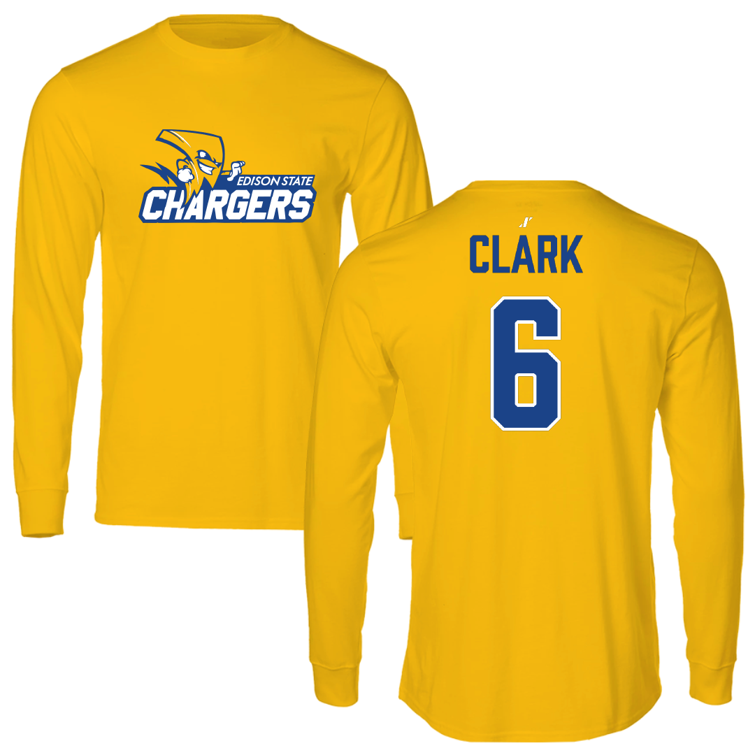 Edison State Community College Baseball Gold Long Sleeve - #6 Jackson Clark