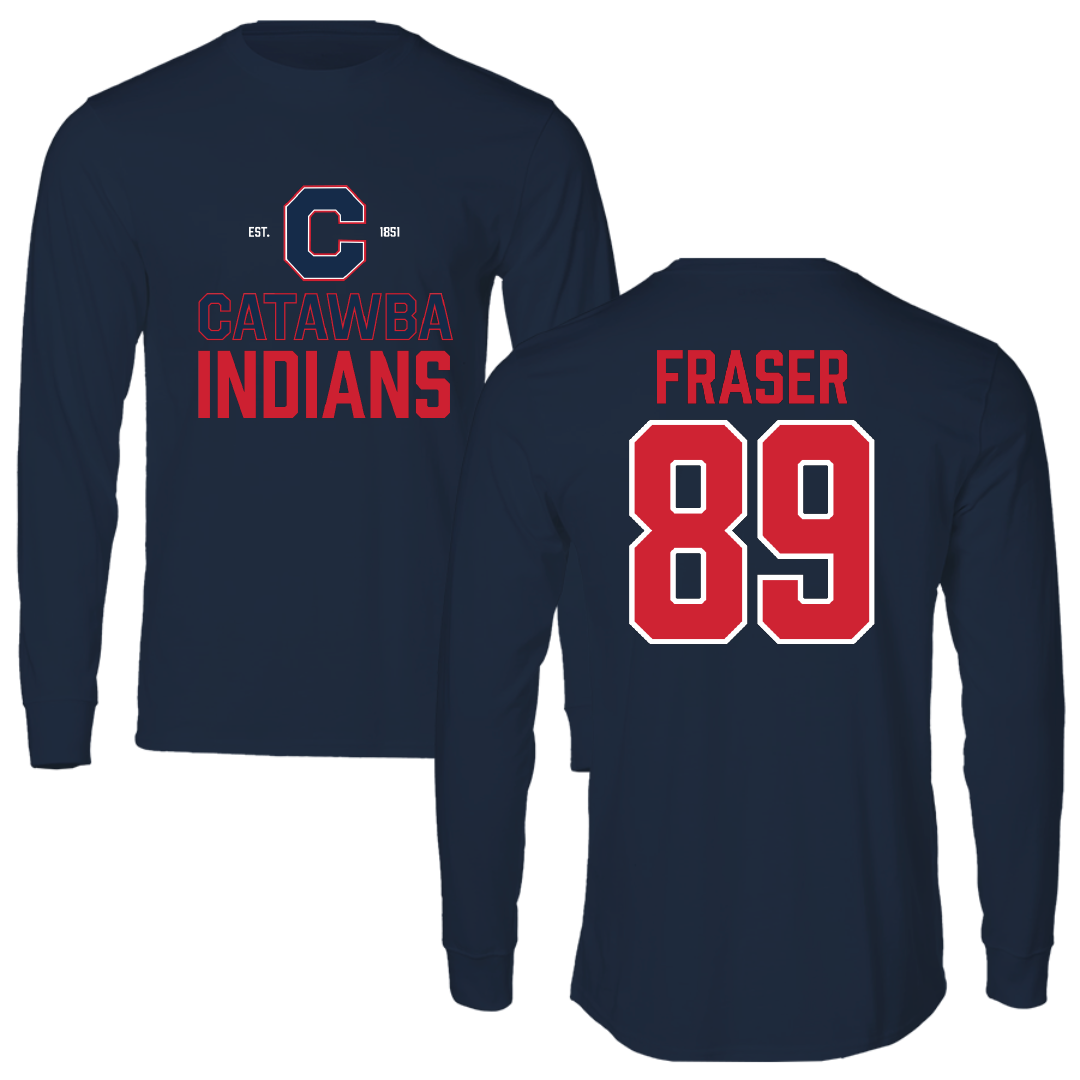 Catawba College Football Navy General Performance Long Sleeve - #89 Callum Fraser
