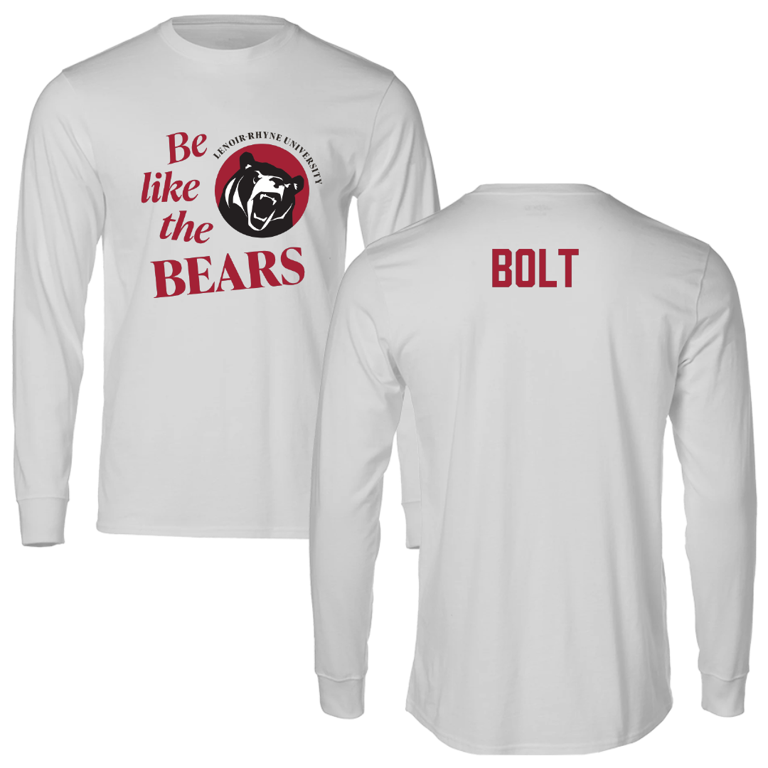 Lenoir-Rhyne University TF and XC Light Gray Be Like Us Performance Long Sleeve - Dara Bolt