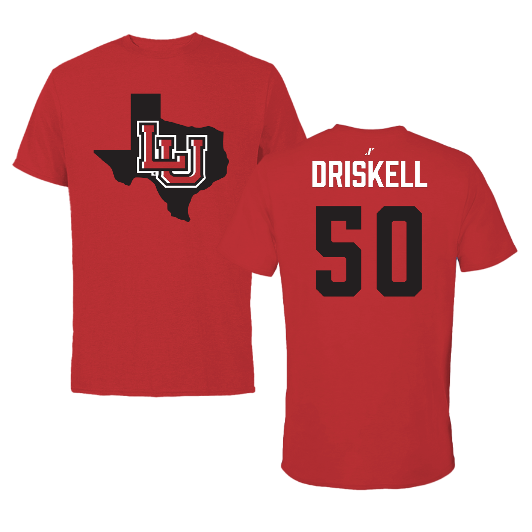 Lamar University Baseball Red State Performance Tee - #50 Gage Driskell