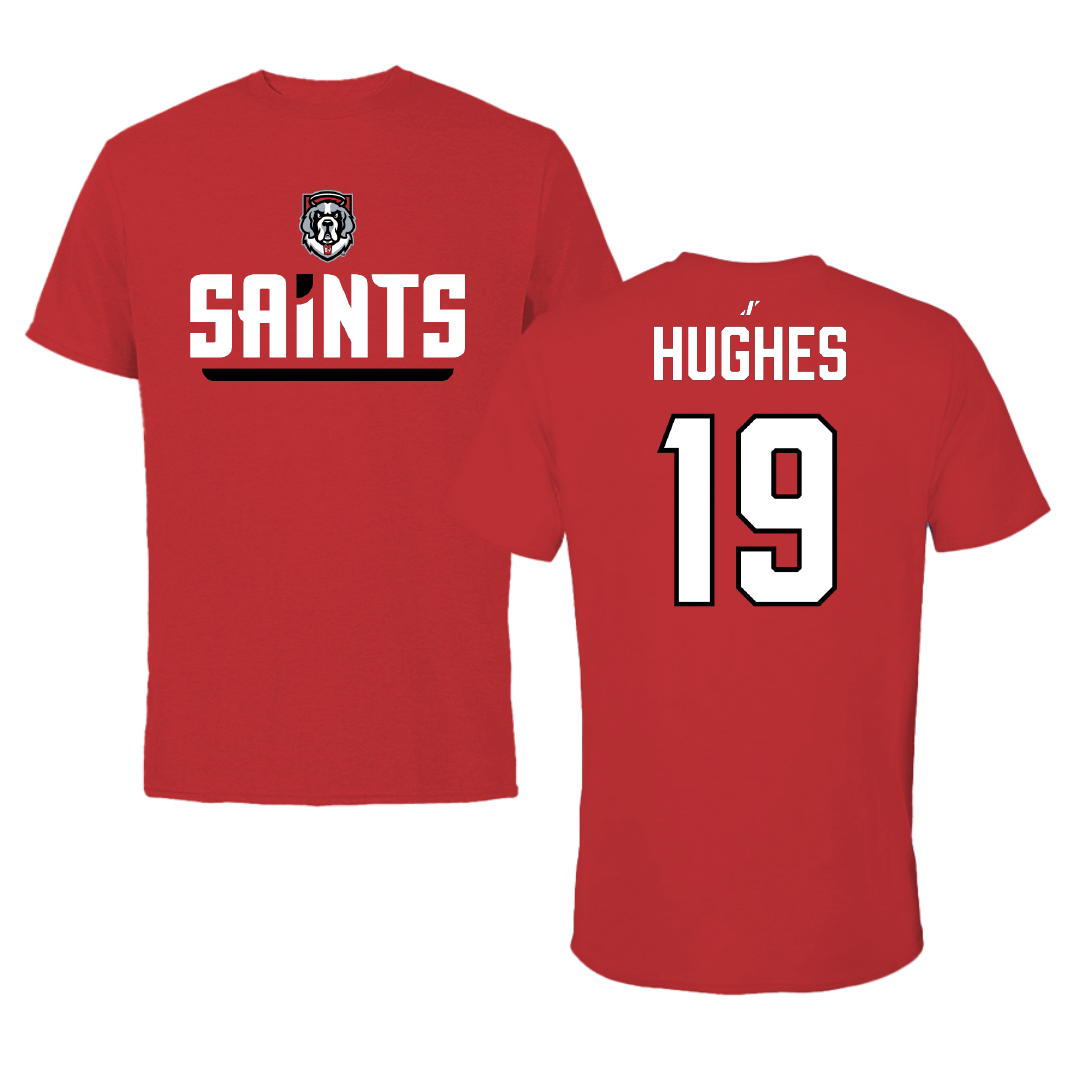 D'Youville University Lacrosse (M) Red General Tee - #19 Ryan Hughes
