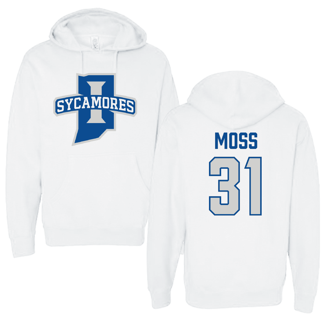 Indiana State University Baseball White Hoodie - #31 Aaron Moss