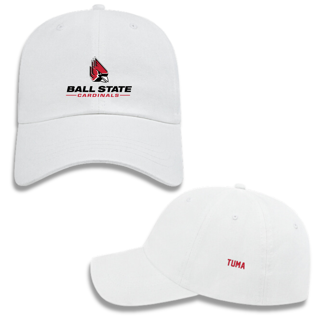 Ball State University Swimming & Diving White Hat - Callie Tuma