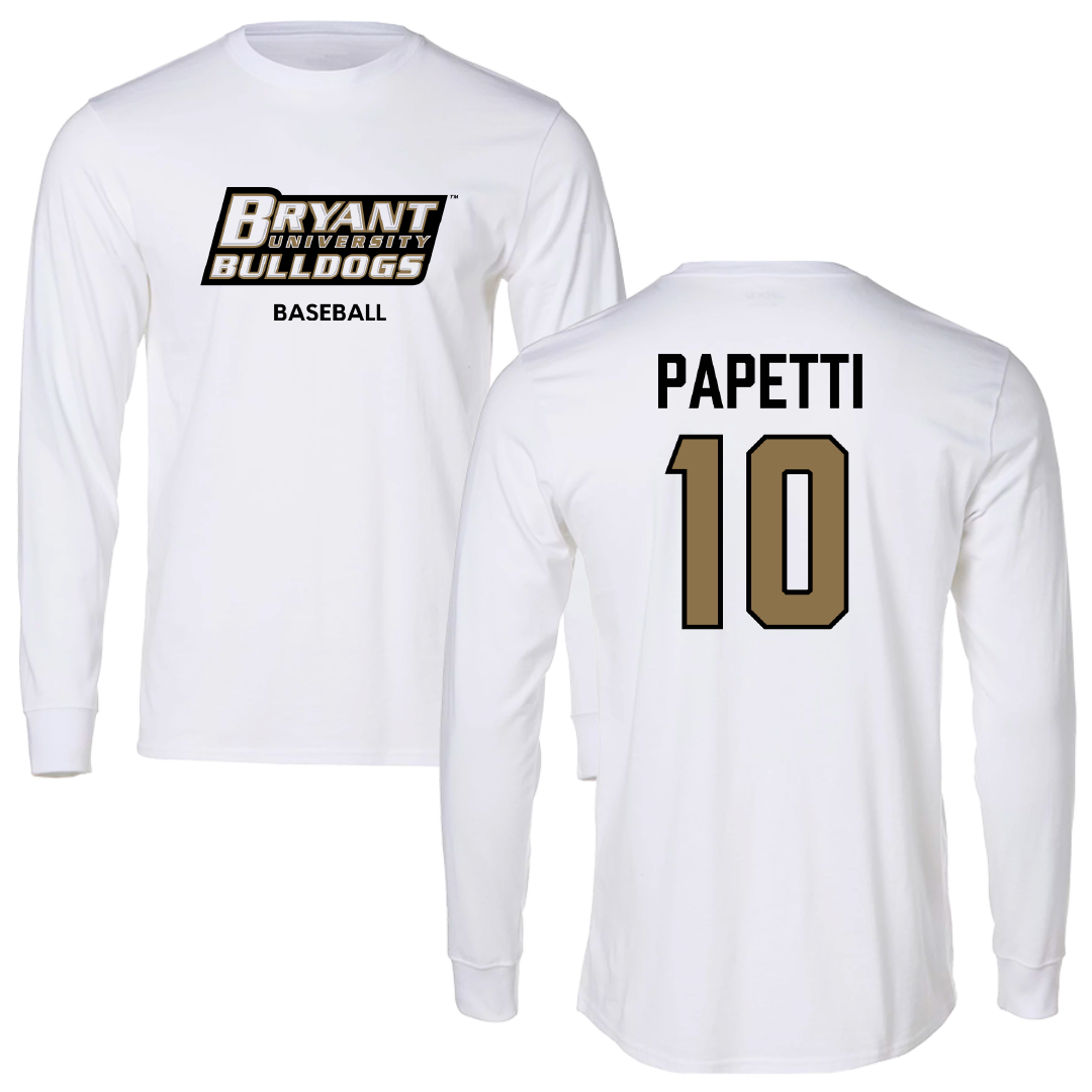Bryant University Baseball White Long Sleeve - #10 Cam Papetti