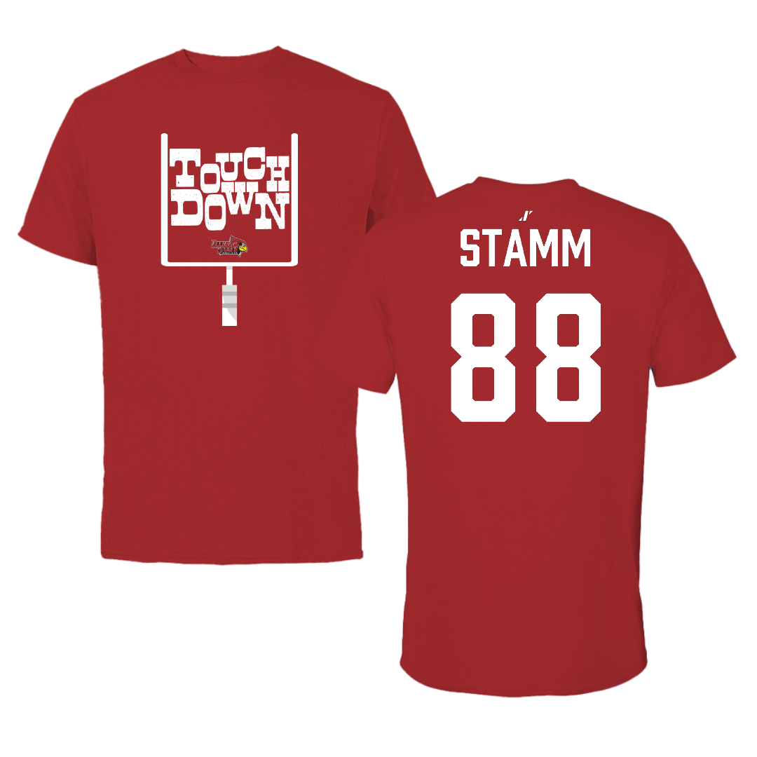 Illinois State University Football Canvas Red Touchdown Tee - #88 Travis Stamm
