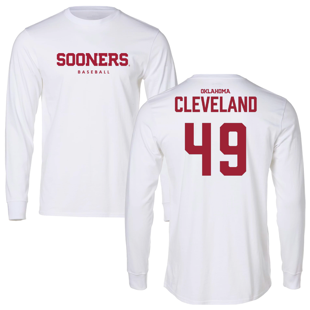University of Oklahoma Baseball White Sooners Performance Long Sleeve - #49 Jackson Cleveland