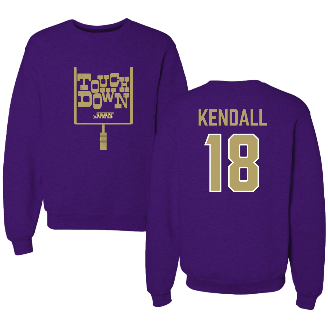 James Madison University Football Purple Touchdown Crewneck - #18 Blake Kendall