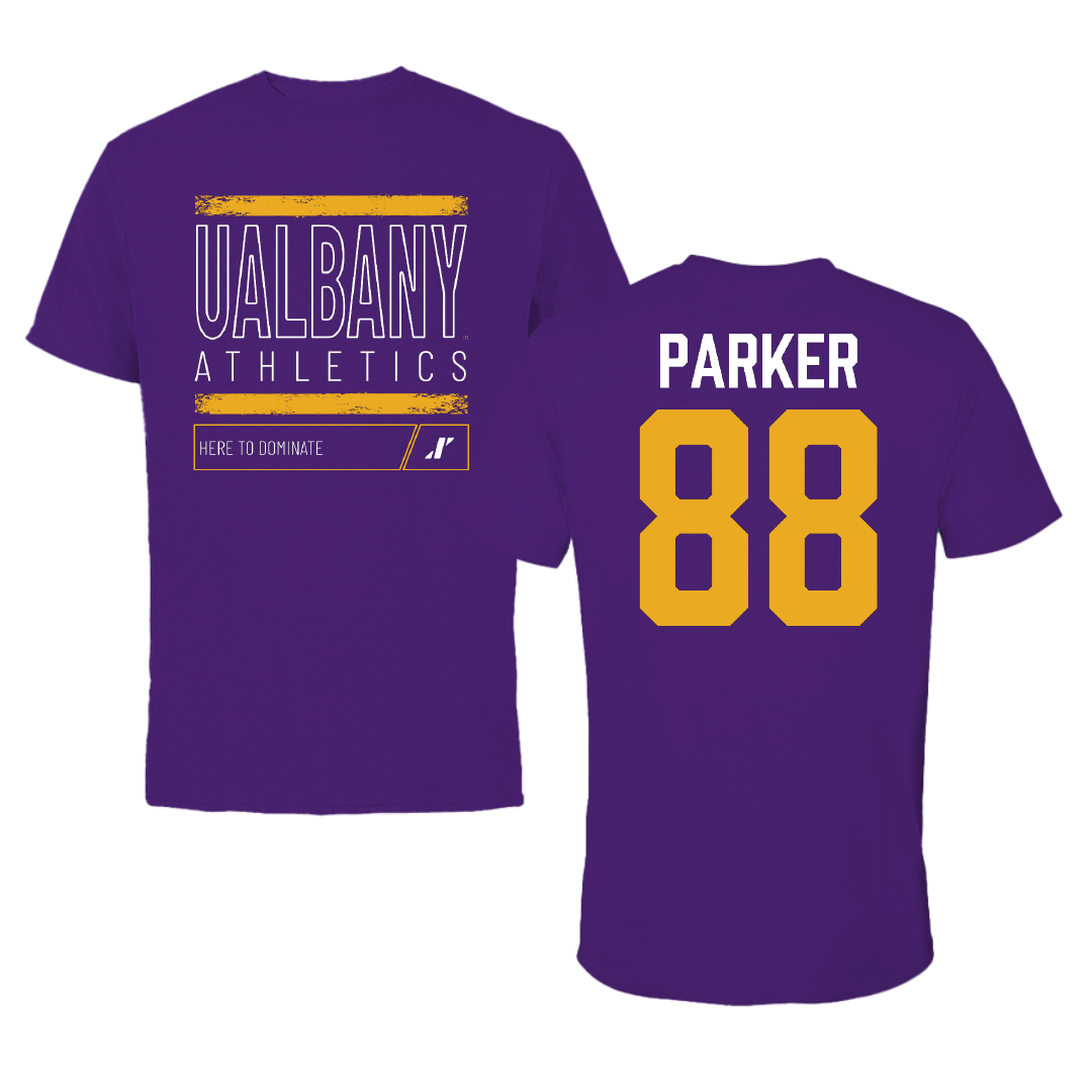 University at Albany Football Purple Dominate Performance Tee - #88 Chad Parker