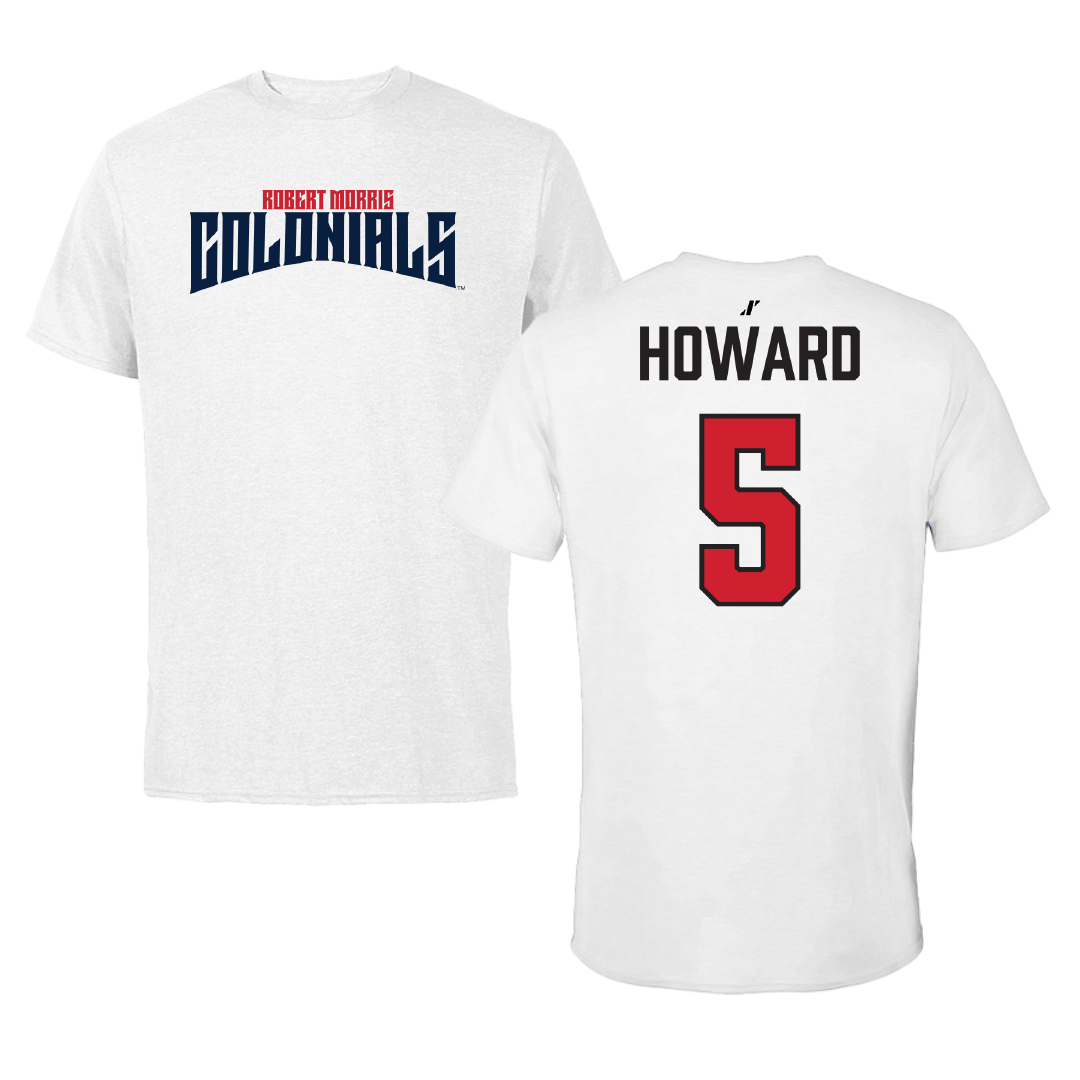 Robert Morris University Football White Classic Tee - #5 Tahseen Howard