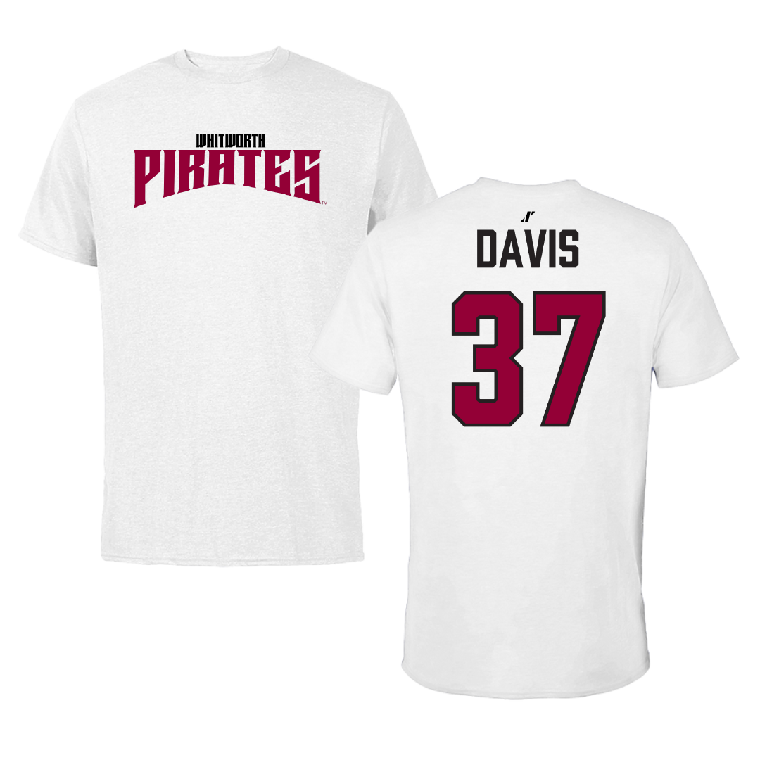 Whitworth University Baseball White Classic Tee - #37 Rylan Davis
