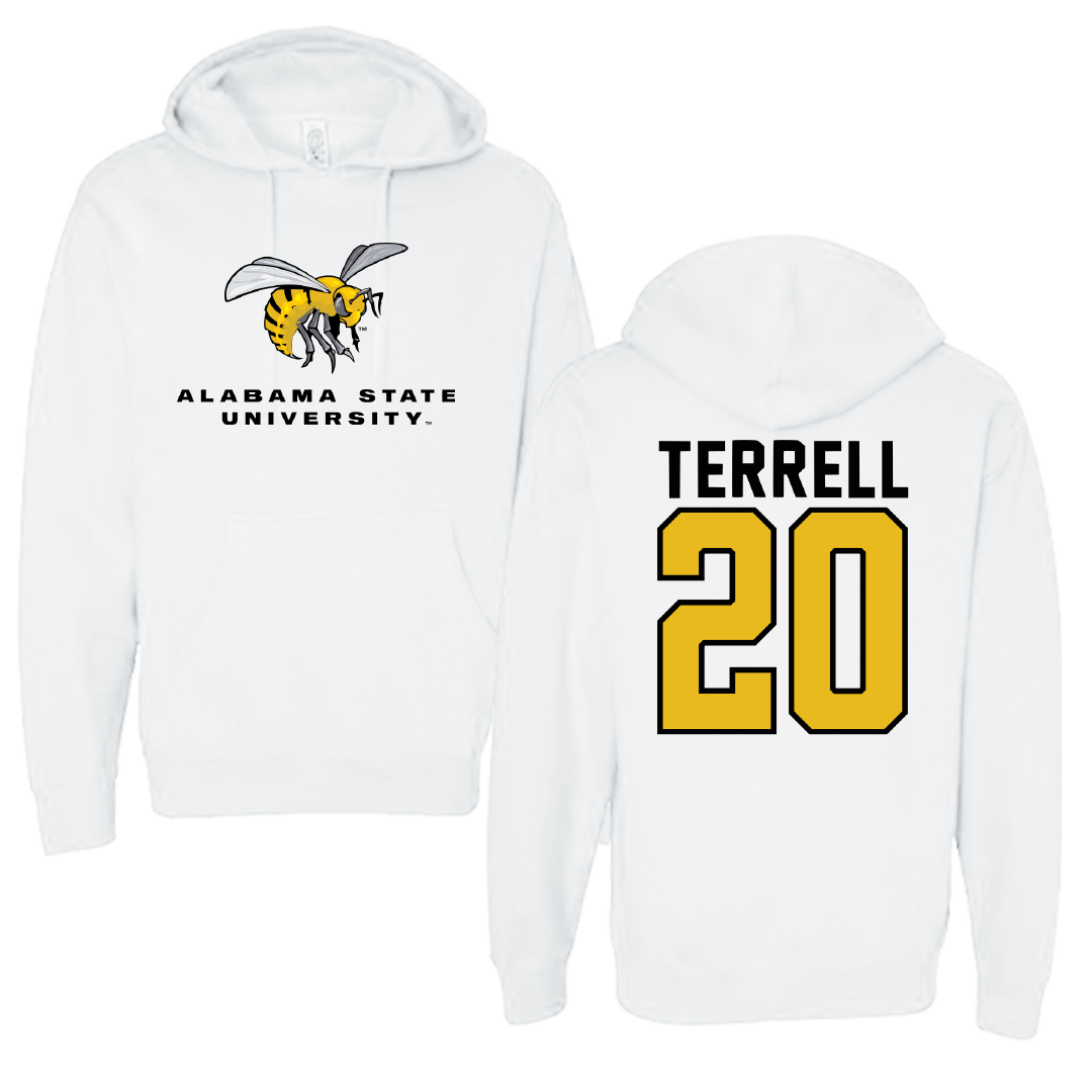 Alabama State University Softball White Block Hoodie - #20 Jaibriel Terrell