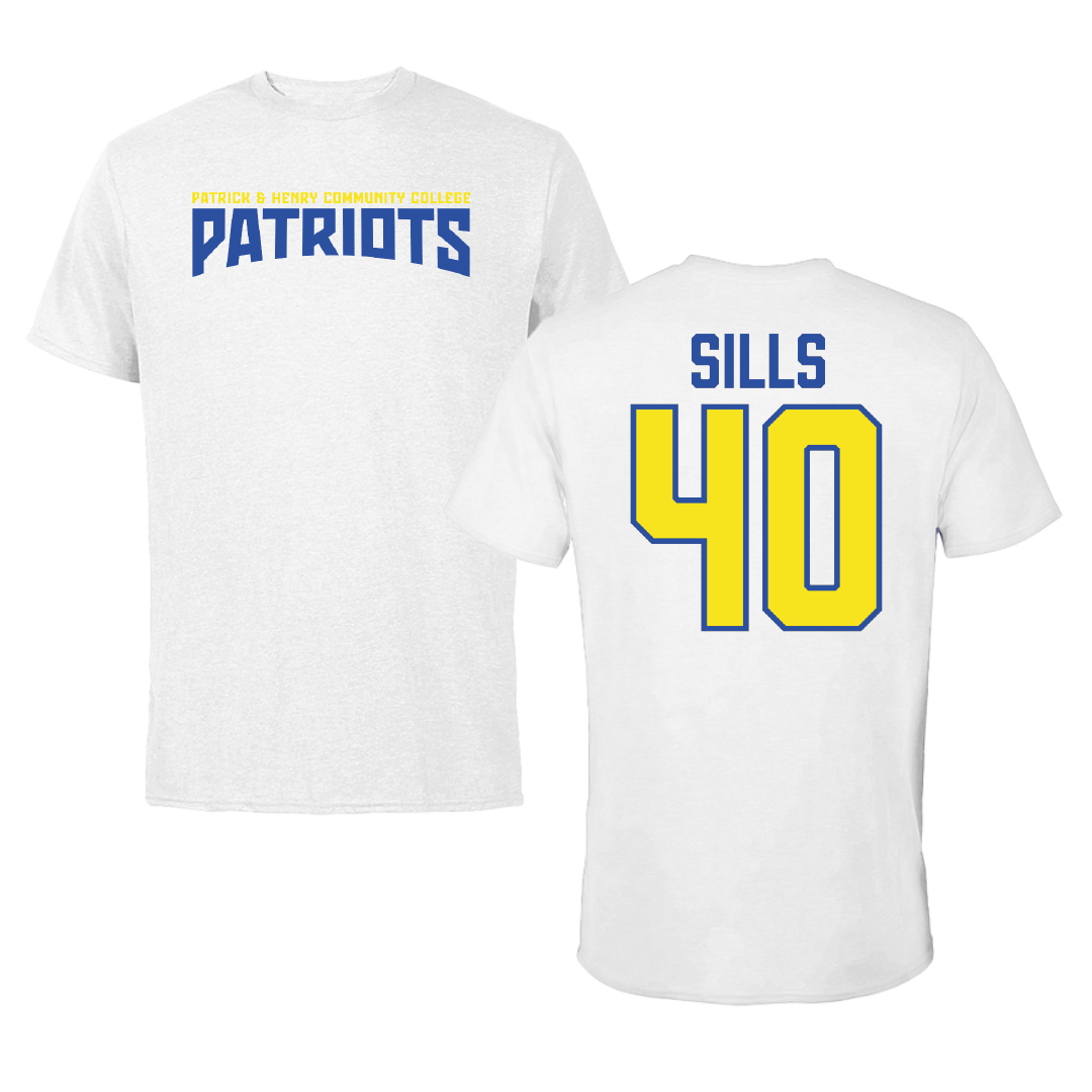 Patrick & Henry Community College Baseball White Classic Performance Tee - #40 Noah Sills