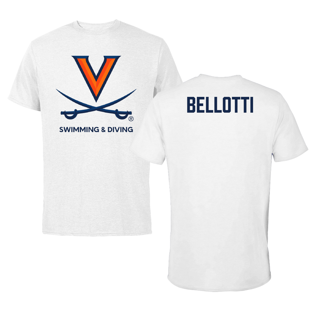 University of Virginia Swimming & Diving White Performance Tee - Hayden Bellotti