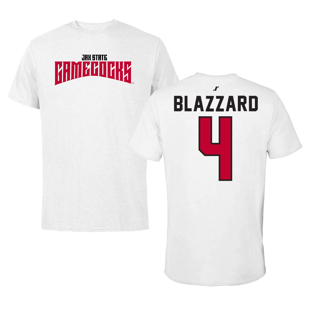 Jacksonville State University Volleyball White Classics Tee - #4 Morgan Blazzard